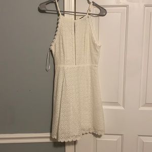 White Eyelet Halter Dress